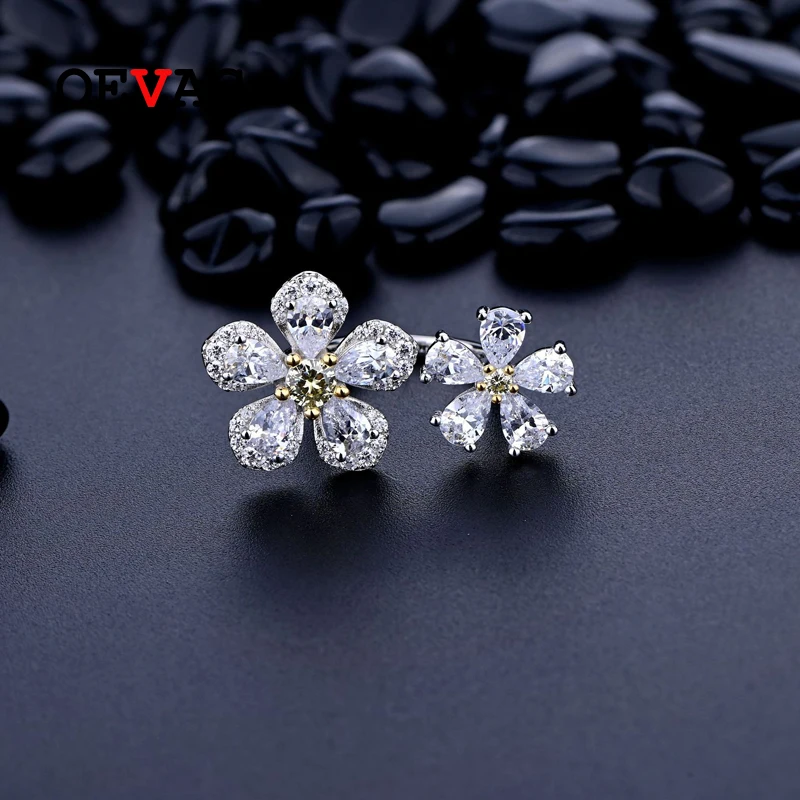 OEVAS 100% 925 Sterling Silver High Carbon Diamond Resizable Flower Rings For Women Sparkling Wedding Party Fine Jewelry Gift
OEVAS 100% 925 Sterling Silver High Carbon Diamond Resizable Flower Rings For Women Sparkling Wedding Party Fine Jewelry Gift