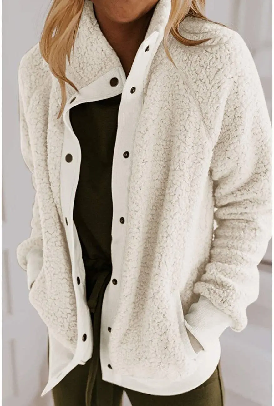 Plush Women Coat Autumn Winter New Fashion Long Sleeve Stand Collar Jacket Casual Solid Warm Single-Breasted Fleece Jacket
Plush Women Coat Autumn Winter New Fashion Long Sleeve Stand Collar Jacket Casual Solid Warm Single-Breasted Fleece Jacket