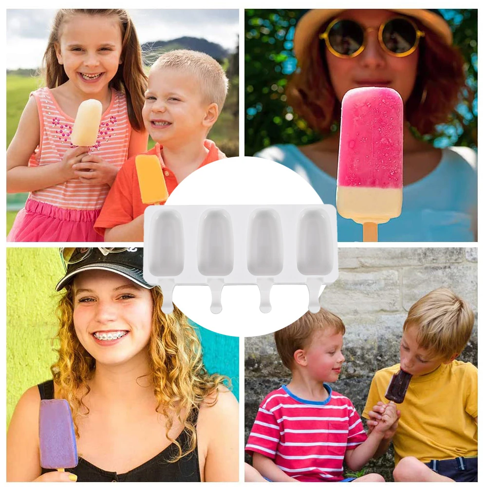 Silicone Ice Cream Mold 4 Cell Ice Cube Tray Food Safe Popsicle Mold DIY Homemade Dessert Popsicle Freezer Kitchen Accessories
Silicone Ice Cream Mold 4 Cell Ice Cube Tray Food Safe Popsicle Mold DIY Homemade Dessert Popsicle Freezer Kitchen Accessories