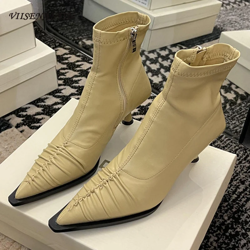 Pointed Stiletto Boots Women's Autumn 2021 New Wrinkled Side Zipper Thin Boots Versatile Temperament Soft Leather Single Boots
Pointed Stiletto Boots Women's Autumn 2021 New Wrinkled Side Zipper Thin Boots Versatile Temperament Soft Leather Single Boots