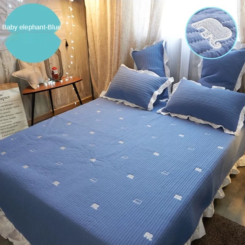 ins wind embroidered plain cotton quilted bed cover three-piece set, washed and quilted summer cool cover quilt, soft mat bed co
ins wind embroidered plain cotton quilted bed cover three-piece set, washed and quilted summer cool cover quilt, soft mat bed co