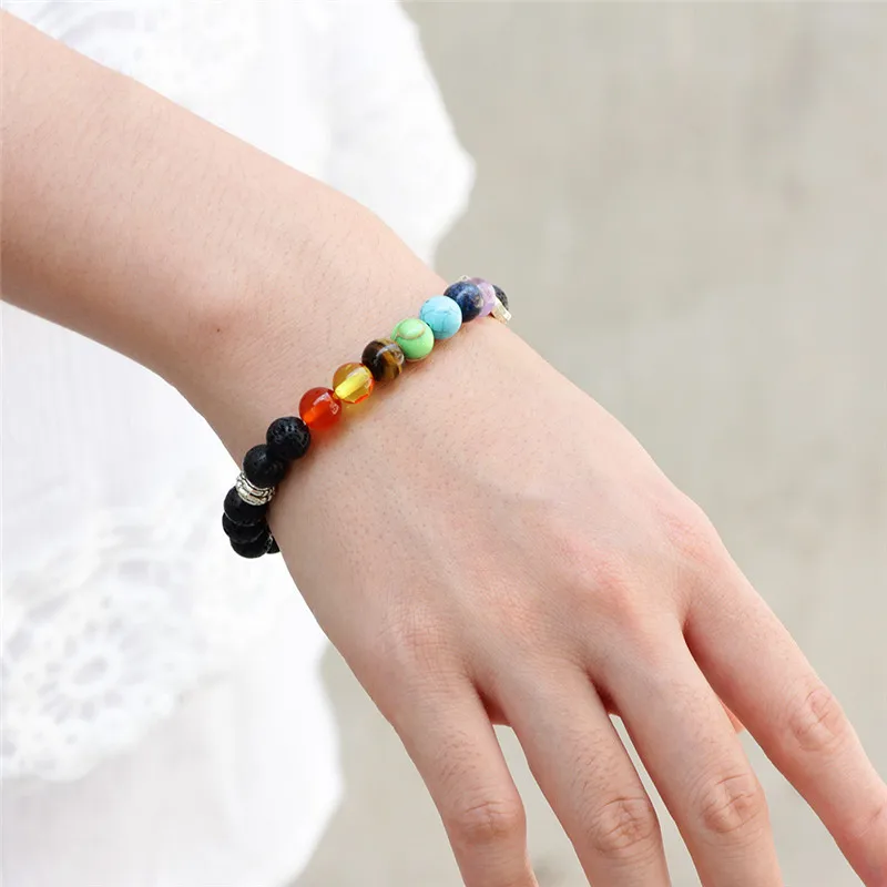 New Hot Alloy Accessories Natural Charm 7 Chakra Bead Bracelet Men Buddhist Buddha Prayer Bangle for Women Jewelry | Украшения и