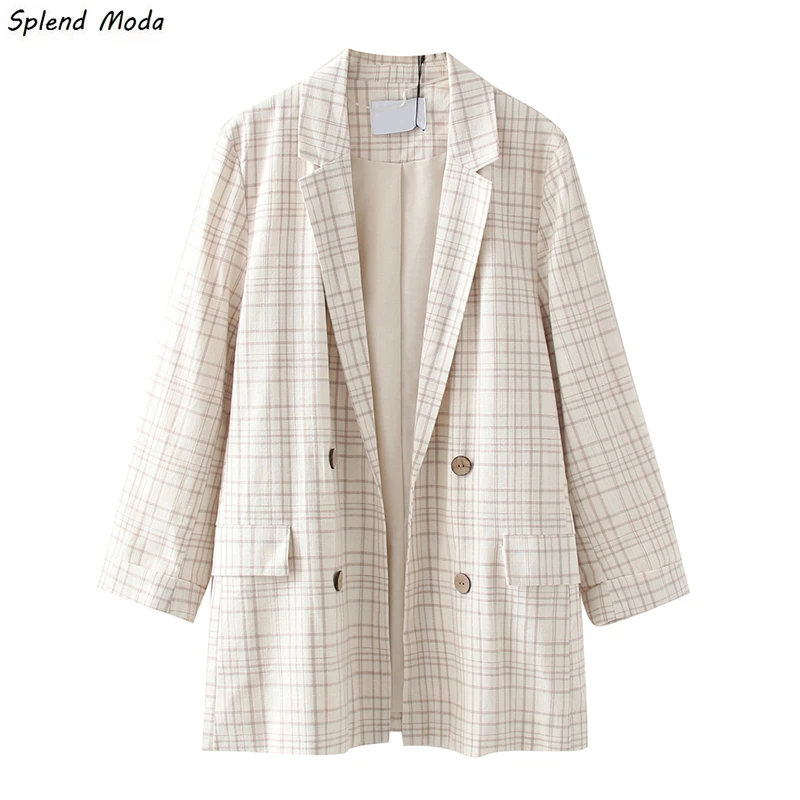 Splend Moda 2021 Autumn Vintage Plaid Double-Breasted Suit Collar Casual Loose Fashion Long-Sleeve Pocket Jacket Women Blazer
Splend Moda 2021 Autumn Vintage Plaid Double-Breasted Suit Collar Casual Loose Fashion Long-Sleeve Pocket Jacket Women Blazer