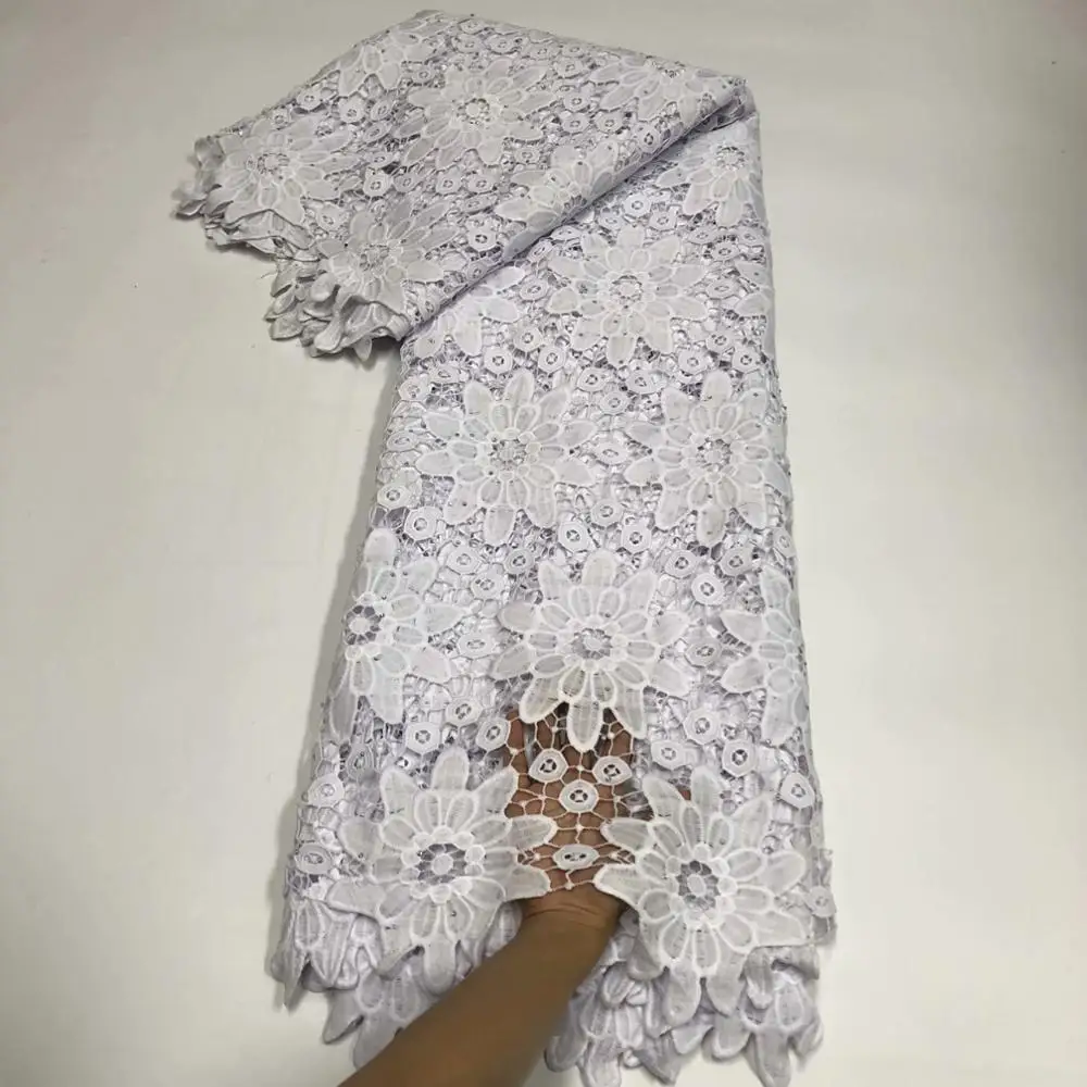 Pure White African Cord Guipure Lace Fabric Latest French Nigeria Water Soluble Milk Silk High Quality Mesh Lace for Wedding
Pure White African Cord Guipure Lace Fabric Latest French Nigeria Water Soluble Milk Silk High Quality Mesh Lace for Wedding