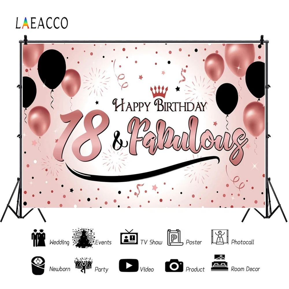 Laeacco Happy Birthday Photography Backgrounds 18 Fabulous Pink Balloons Ribbons Customized Photographic Backdrops Photophone
Laeacco Happy Birthday Photography Backgrounds 18 Fabulous Pink Balloons Ribbons Customized Photographic Backdrops Photophone
