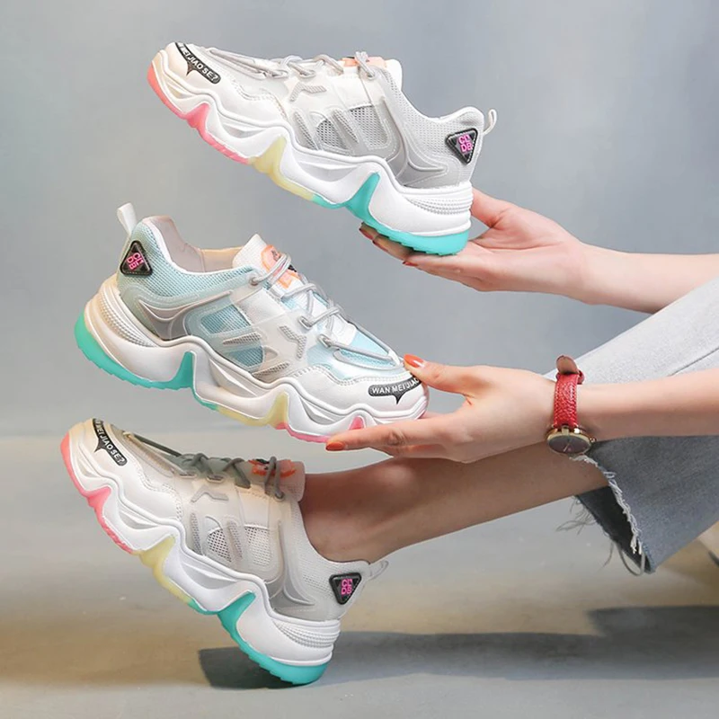 New Outdoor Fashion Ladies Sneakers Height Increasing Women's Vulcanize Shoes Breathable Rainbow Color Fashion Woman Sneakers
New Outdoor Fashion Ladies Sneakers Height Increasing Women's Vulcanize Shoes Breathable Rainbow Color Fashion Woman Sneakers