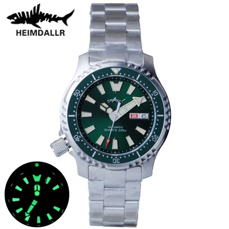 HEIMDALLR 316 Steel Mens Diver Watch 41mm green Dial Sapphire Glass 200M Waterproof NH36A Automatic Movement Mechanical Watch
HEIMDALLR 316 Steel Mens Diver Watch 41mm green Dial Sapphire Glass 200M Waterproof NH36A Automatic Movement Mechanical Watch