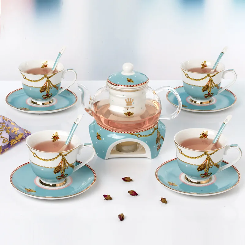 Керамические чайные кружки и набор стеклянных чайных кружек 4 шт. поднос для