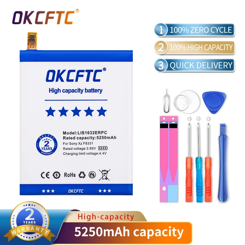OKCFTC Original Replacement Battery For SONY Xperia XZ F8331 F8332 DUAL LIS1632ERPC Genuine Phone Battery 5250mAh
OKCFTC Original Replacement Battery For SONY Xperia XZ F8331 F8332 DUAL LIS1632ERPC Genuine Phone Battery 5250mAh