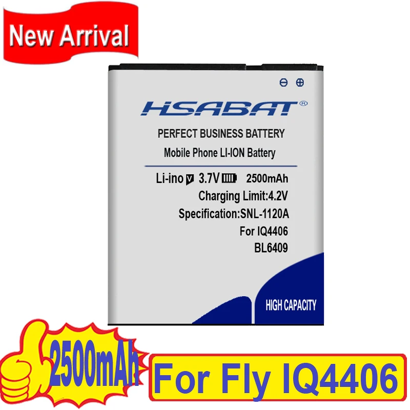 HSABAT Топ бренд 100% Новый 2500 мАч BL6409 батарея для Fly IQ4406 IQ 4406|battery for|battery for flybattery 2500mah |