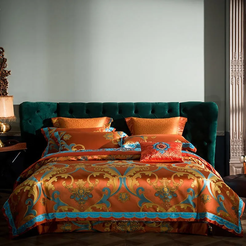 Sateen Cotton Jacquard Silky Duvet Cover Sets Orange Golden Damask Luxury Bedding Set Flat Sheet Pillowcases Bedspread 4/7/9Pcs
Sateen Cotton Jacquard Silky Duvet Cover Sets Orange Golden Damask Luxury Bedding Set Flat Sheet Pillowcases Bedspread 4/7/9Pcs