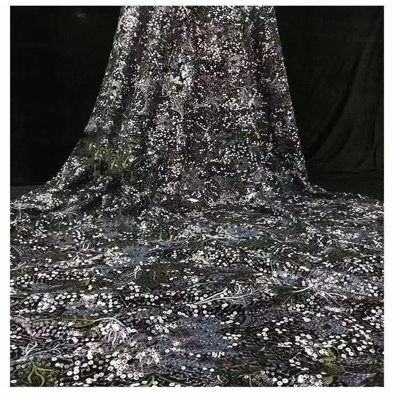 Nigerian Lace Fabric with Sequins African French Tulle Lace Fabrics Embroidery Sequins Fabric for Wedding Party Dresses 
Nigerian Lace Fabric with Sequins African French Tulle Lace Fabrics Embroidery Sequins Fabric for Wedding Party Dresses