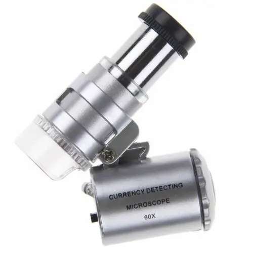 1 Pcs LED 60X Magnification Microscope Magnifier Pocket Jewelry Glass Loupes
1 Pcs LED 60X Magnification Microscope Magnifier Pocket Jewelry Glass Loupes