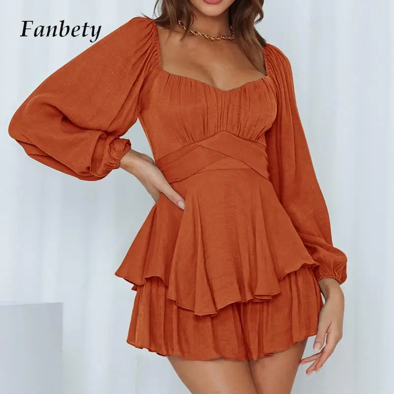 Elegant Solid Square Collar Rompers Short Pant Dress Spring Summer Fashion Casual Ruffles Pantskirts Office Women Mujer 2022
Elegant Solid Square Collar Rompers Short Pant Dress Spring Summer Fashion Casual Ruffles Pantskirts Office Women Mujer 2022