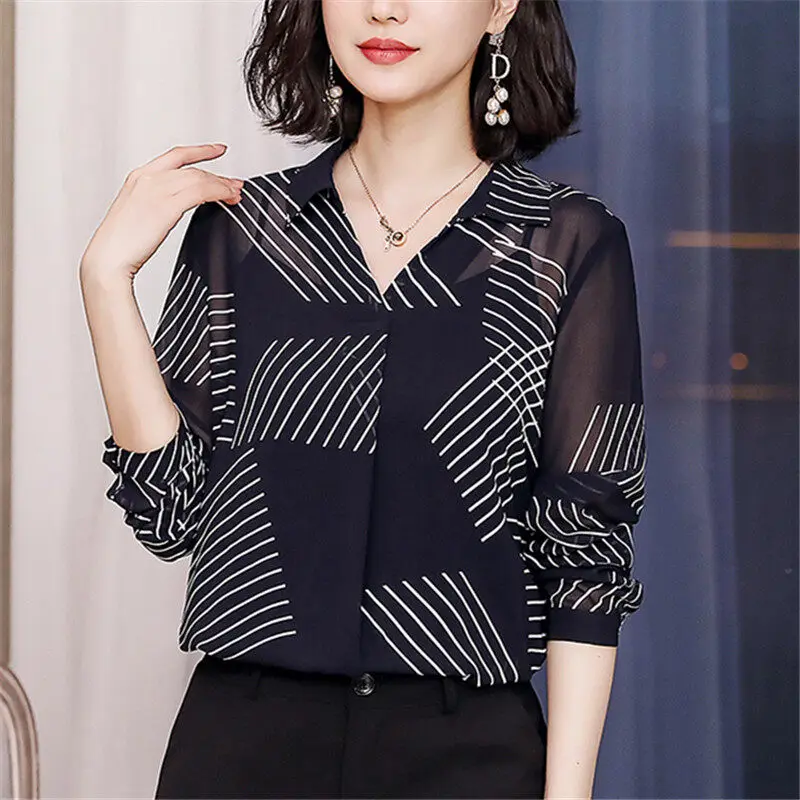 Spring New Women's Shirt Korean Style Professional Loose Chiffon Top Fashion Black All-match Causal Long Sleeves blouse women
Spring New Women's Shirt Korean Style Professional Loose Chiffon Top Fashion Black All-match Causal Long Sleeves blouse women