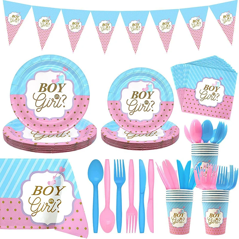 114Pcs/lot Gender Reveal Baby 1st Birthday Party Decoration Disposable Tableware Set Paper Plates Cups Baby Shower Party Decor
114Pcs/lot Gender Reveal Baby 1st Birthday Party Decoration Disposable Tableware Set Paper Plates Cups Baby Shower Party Decor