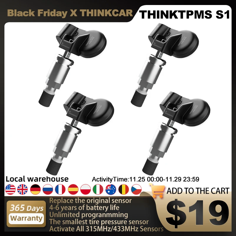 THINKCAR THINKTPMS S1 TPMS Pre-Programmed Sensor 315MHz 433MHz Tire Pressure Monitor System Sensors Original Sensor replacement
THINKCAR THINKTPMS S1 TPMS Pre-Programmed Sensor 315MHz 433MHz Tire Pressure Monitor System Sensors Original Sensor replacement