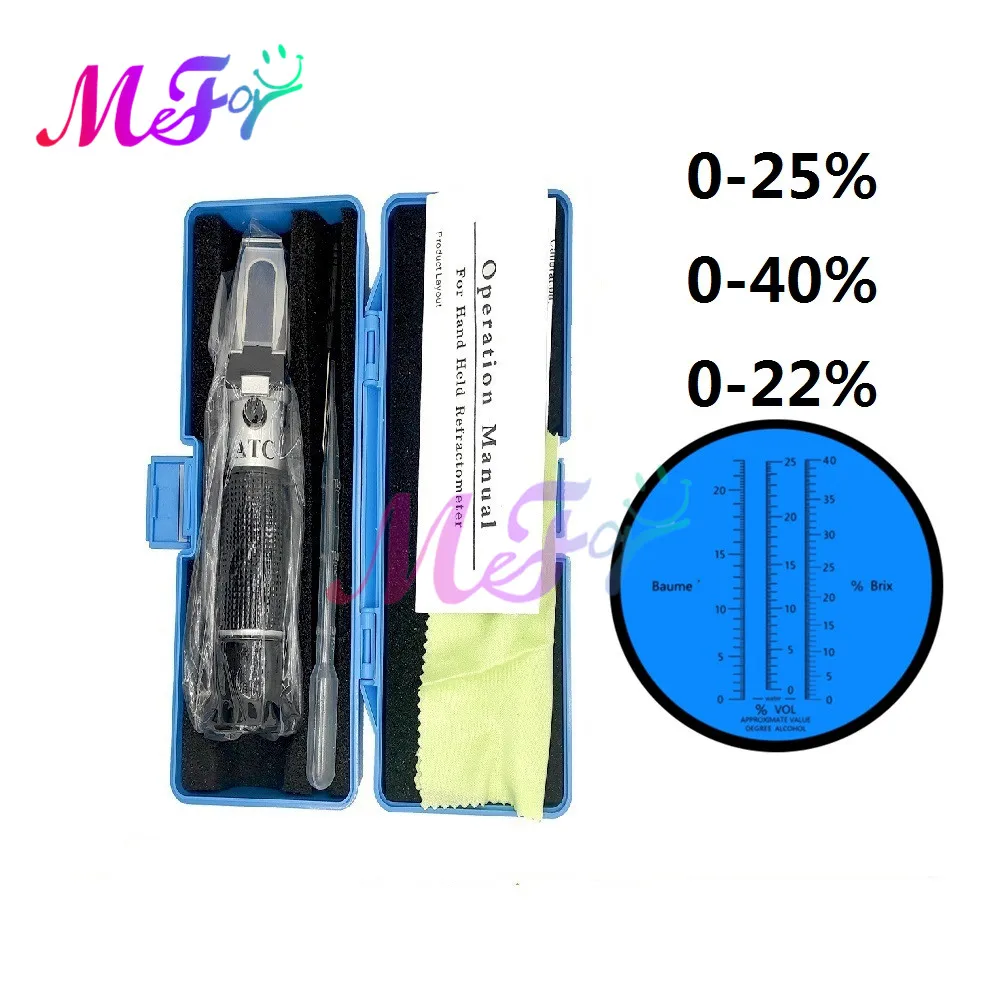 3 In 1 Handheld Alcohol Refractometer Sugar Brix 0-40% Alcohol 0-25% 0-22% Alcoholometer Sugar Meter Refratometro with Box
3 In 1 Handheld Alcohol Refractometer Sugar Brix 0-40% Alcohol 0-25% 0-22% Alcoholometer Sugar Meter Refratometro with Box