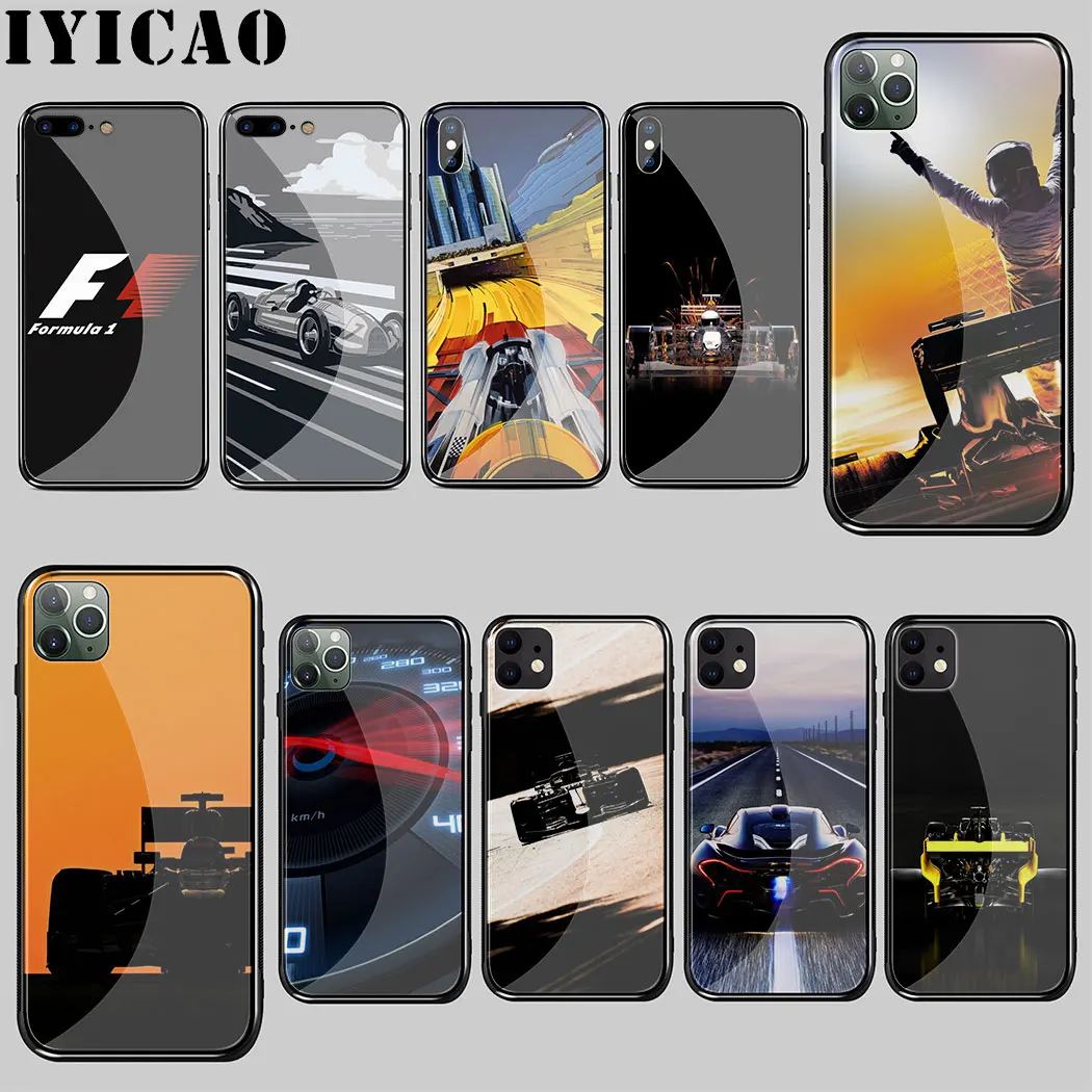 Чехол из закаленного стекла для iphone 5 6 6S 7 8 Plus 11 Pro X XR XS Max Формула 1|Бамперы| |