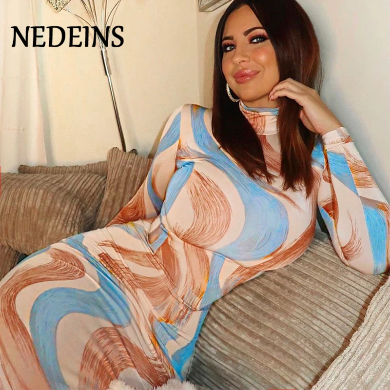 NEDEINS 2020 Print Women Split Dress Long Sleeve Sexy Tight Turtleneck Party Club Sexy Fashion Elegant Dress Plus Size
NEDEINS 2020 Print Women Split Dress Long Sleeve Sexy Tight Turtleneck Party Club Sexy Fashion Elegant Dress Plus Size