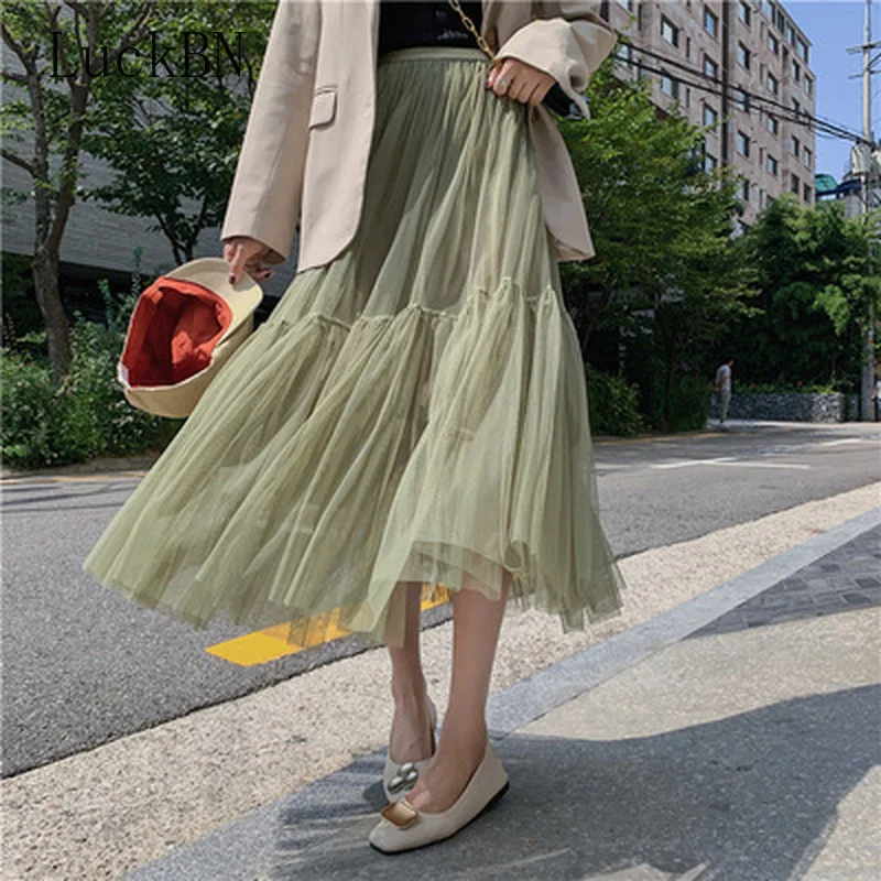Summer Fashion Women Skirt Korean Fairy Style Stitching Pleated Mesh Tulle Tutu Skirt Free 8 Colors Faldas Mujer Moda 2021 New
Summer Fashion Women Skirt Korean Fairy Style Stitching Pleated Mesh Tulle Tutu Skirt Free 8 Colors Faldas Mujer Moda 2021 New