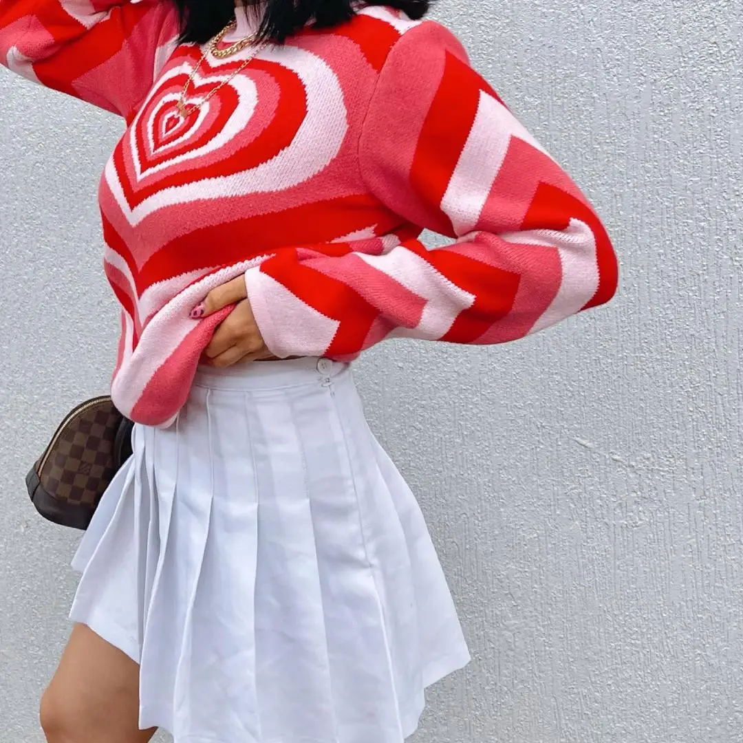 Turtleneck Jumper Autumn Streetwear Knitted Sweater Aesthetics Heart Striped Pullovers Sweater Girls Sweet Long Sleeve
Turtleneck Jumper Autumn Streetwear Knitted Sweater Aesthetics Heart Striped Pullovers Sweater Girls Sweet Long Sleeve