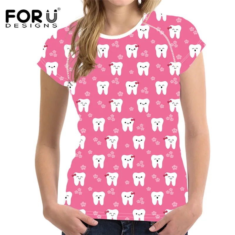 FORUDESIGNS Funny Dentist Printing Woman's Summer T Shirts Fashion Brand O Neck T Shirts for Teen Girls Dental Pattern Pink Tees
FORUDESIGNS Funny Dentist Printing Woman's Summer T Shirts Fashion Brand O Neck T Shirts for Teen Girls Dental Pattern Pink Tees