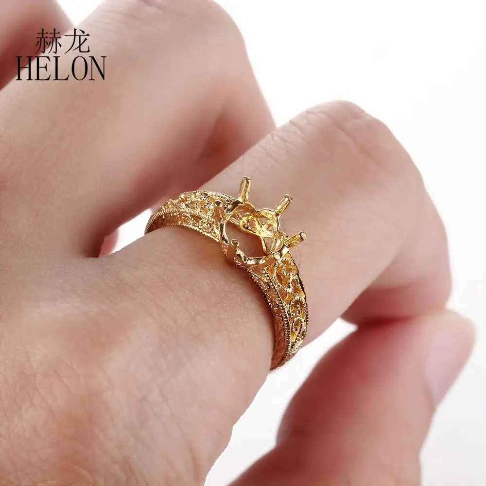 HELON Round Cut 7.5-8mm Solid 10K Yellow Gold Art Style Filigree Women Fine Jewelry Semi Mount Engagement Wedding Ring Setting
HELON Round Cut 7.5-8mm Solid 10K Yellow Gold Art Style Filigree Women Fine Jewelry Semi Mount Engagement Wedding Ring Setting