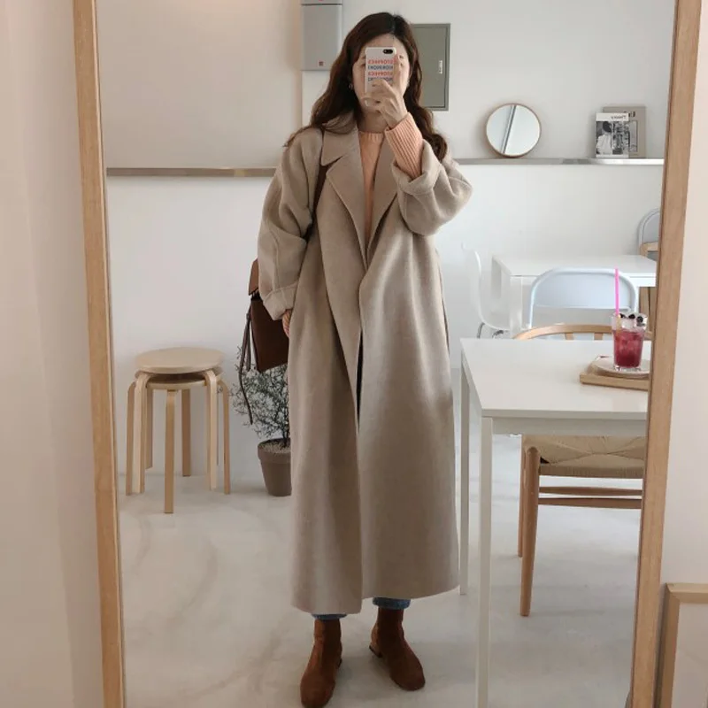 Long Suit Collar Classic Camel Coat Coat Loose Plus Size Cardigan Long Sleeve Warming Elegant Intellectual Woman Winter New
Long Suit Collar Classic Camel Coat Coat Loose Plus Size Cardigan Long Sleeve Warming Elegant Intellectual Woman Winter New