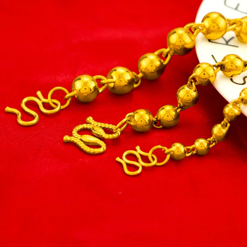 Retro 24K Yellow Gold Necklace For Women Men 6mm 8mm 10mm 60CM Necklace Solid Round Bead Hand Chain Fine Jewelry Gifts
Retro 24K Yellow Gold Necklace For Women Men 6mm 8mm 10mm 60CM Necklace Solid Round Bead Hand Chain Fine Jewelry Gifts