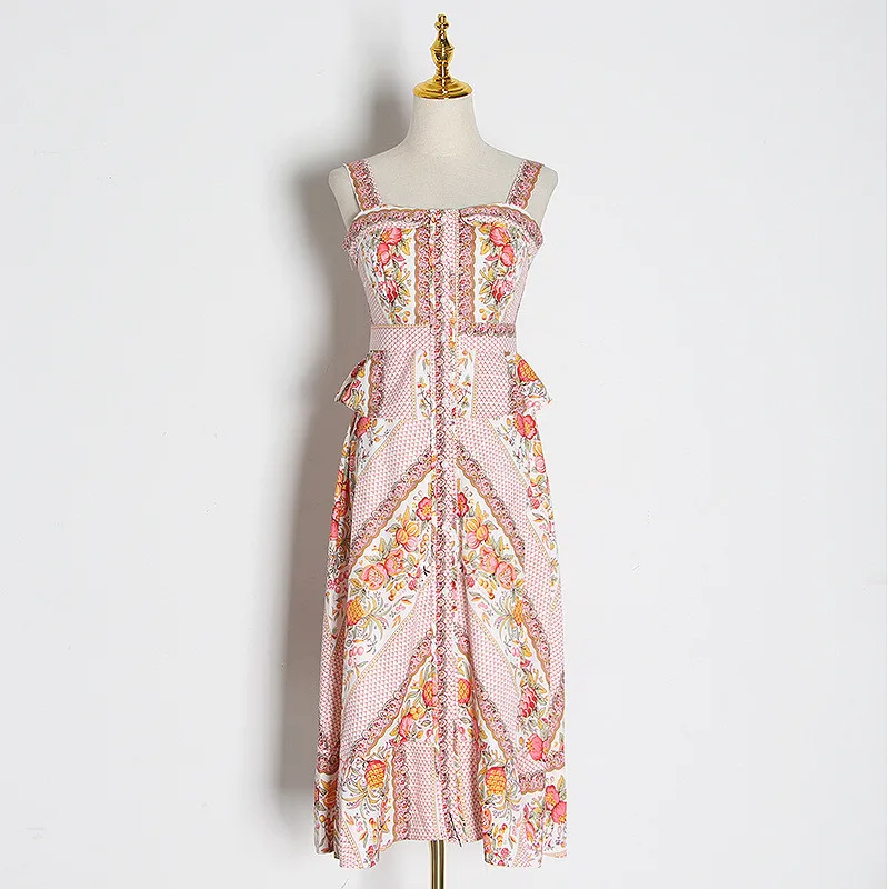 Europe Fashion Summer Dress Women 2020 New Runway Designer Vintage Floral Print Ruffle Mid Calf Sexy Strap Holiday Dress
Europe Fashion Summer Dress Women 2020 New Runway Designer Vintage Floral Print Ruffle Mid Calf Sexy Strap Holiday Dress