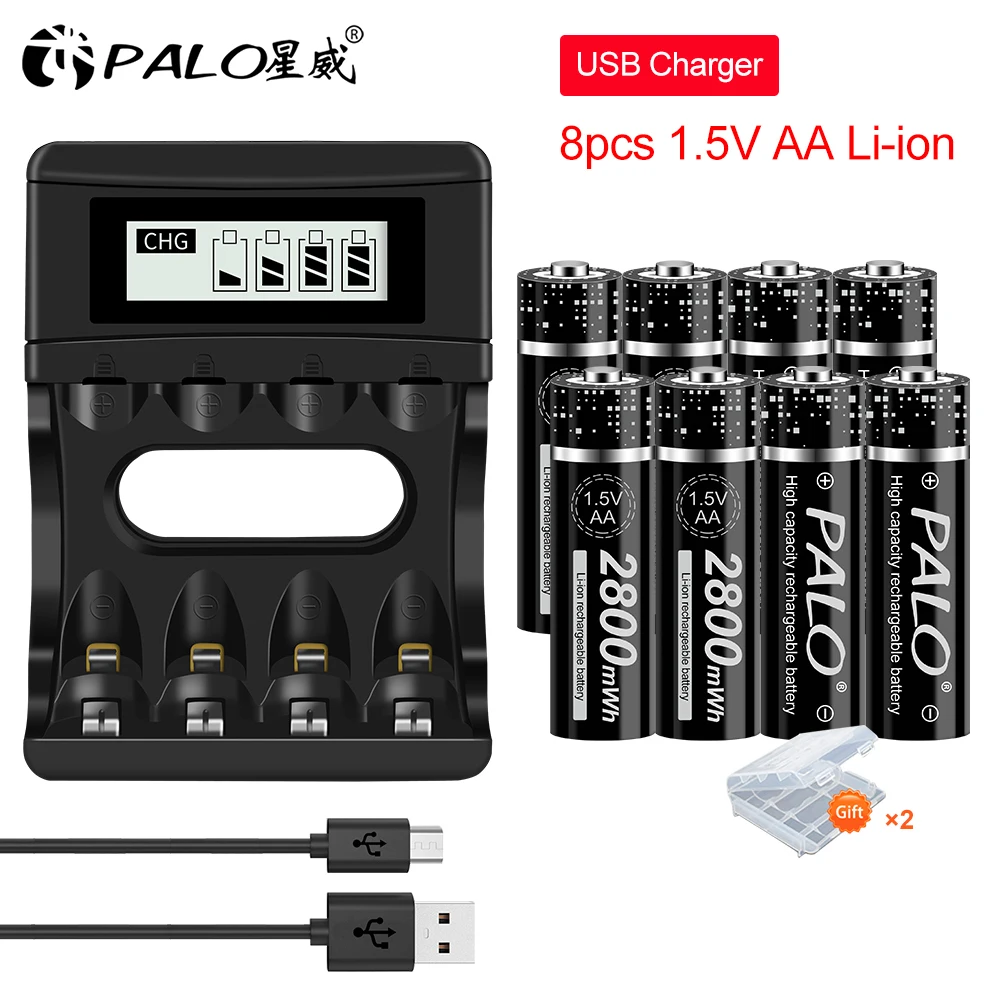 PALO1.5V AA Li-ion lithium battery rechargeable AA 1.5V battery for toy weight scale remote control and 1.5V battery charger
PALO1.5V AA Li-ion lithium battery rechargeable AA 1.5V battery for toy weight scale remote control and 1.5V battery charger
