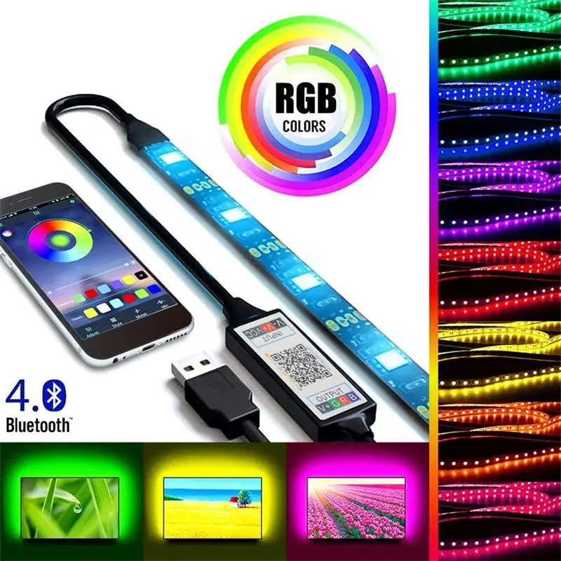

1M USB LED Strip Light RGB 5050 Bluetooth Control DC5V TV Backlight Strips Lights Color Changing Lights For Home Decor