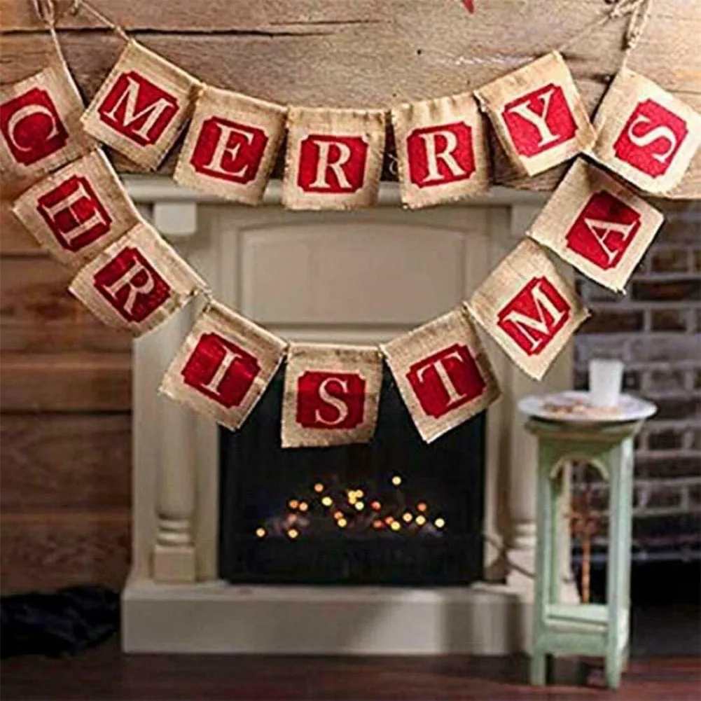 Jute Rope Natural Merry Christmas Burlap Bunting Banner Rustic Party Decoration Flag Event Supplies Christmas Pull Flower Banner
Jute Rope Natural Merry Christmas Burlap Bunting Banner Rustic Party Decoration Flag Event Supplies Christmas Pull Flower Banner