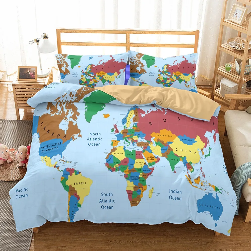 Modern World Map Bed Cover Home Dorm Single Double Duvet Cover Set Teens Men Women Comforter Shell Bedroom Decor Bedding Set
Modern World Map Bed Cover Home Dorm Single Double Duvet Cover Set Teens Men Women Comforter Shell Bedroom Decor Bedding Set