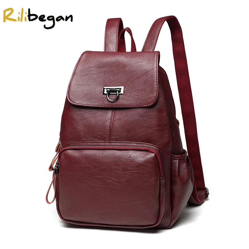 

New Vintage Women Backpack Leather PU Fashion Backpack Women Travel Women Bag Concise Large Capacity Backpack Teenage Girl Bag