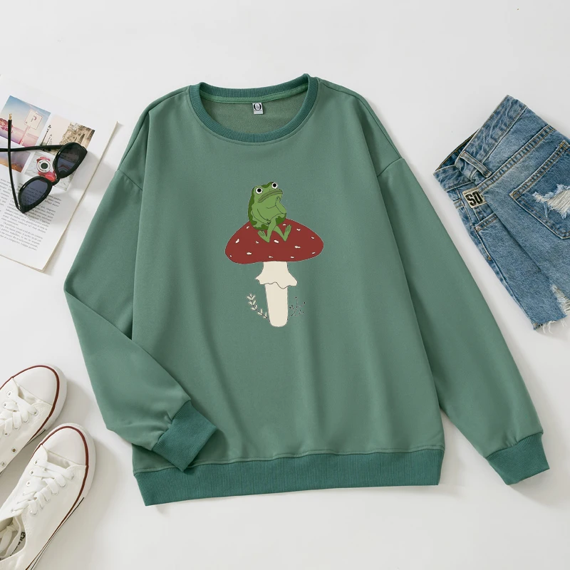 Kawaii Frog Sweatshirt Oversized Hoodie Cotton Female O Neck Long Sleeve Clothing Cartoon Vintage College Pullover Streetwear
Kawaii Frog Sweatshirt Oversized Hoodie Cotton Female O Neck Long Sleeve Clothing Cartoon Vintage College Pullover Streetwear