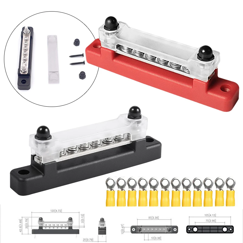 2 Pcs 12V 150A 6 Way Bus Bar Ground Distribution Block Panel+12pcs Terminal Car Truck Boat Power Distribution Terminal Block
2 Pcs 12V 150A 6 Way Bus Bar Ground Distribution Block Panel+12pcs Terminal Car Truck Boat Power Distribution Terminal Block