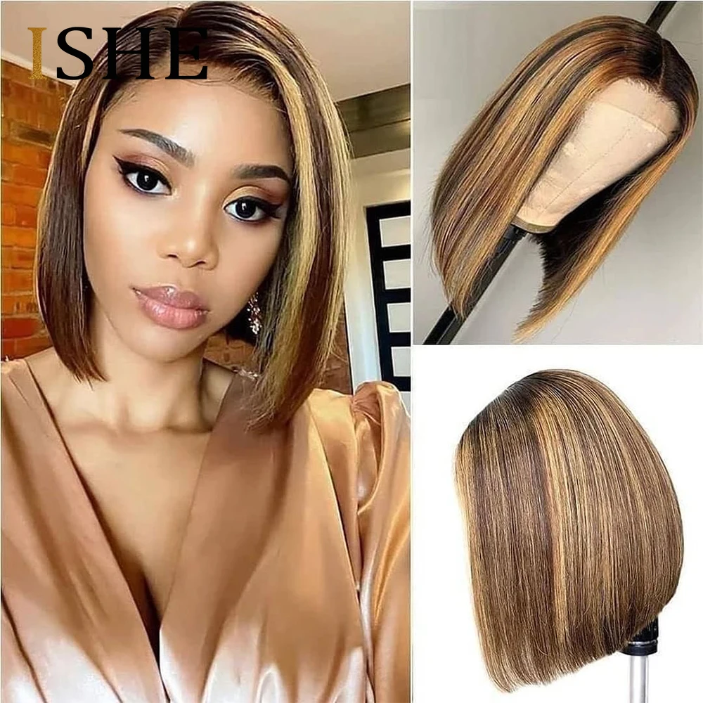 13x6 Highlight Wig Ombre Brown Honey Blonde Short Bob Wigs for Women Transparent HD Lace Front Wig Colored Human Hair Wigs 150%
13x6 Highlight Wig Ombre Brown Honey Blonde Short Bob Wigs for Women Transparent HD Lace Front Wig Colored Human Hair Wigs 150%
