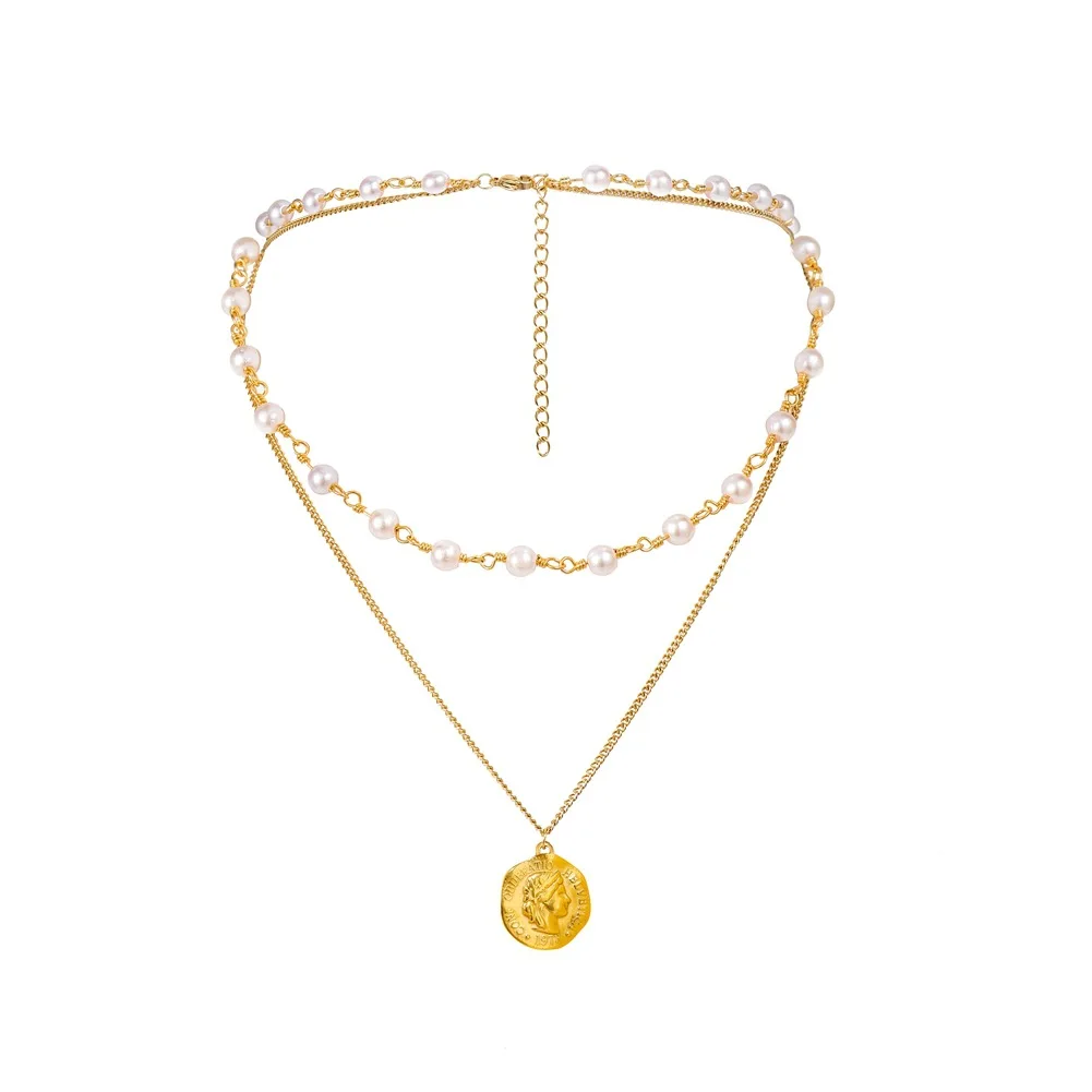 Stainless Steel Portrait Beauty Avatar Coin Necklace For Women Pearl Choker Gold Color 2 layer Chain Coin Medallion Choker
Stainless Steel Portrait Beauty Avatar Coin Necklace For Women Pearl Choker Gold Color 2 layer Chain Coin Medallion Choker