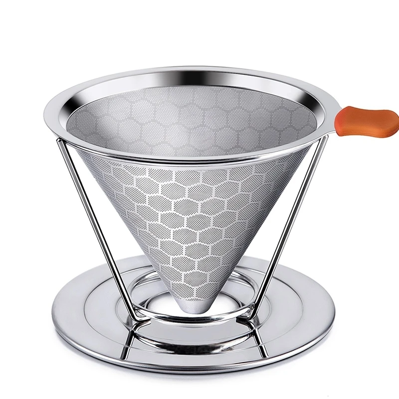 Stainless Steel Paperless Pour Over Coffee Dripper Slow Drip Coffee Filter Metal Cone -Single Serve Maker Removable Cup Stand
Stainless Steel Paperless Pour Over Coffee Dripper Slow Drip Coffee Filter Metal Cone -Single Serve Maker Removable Cup Stand