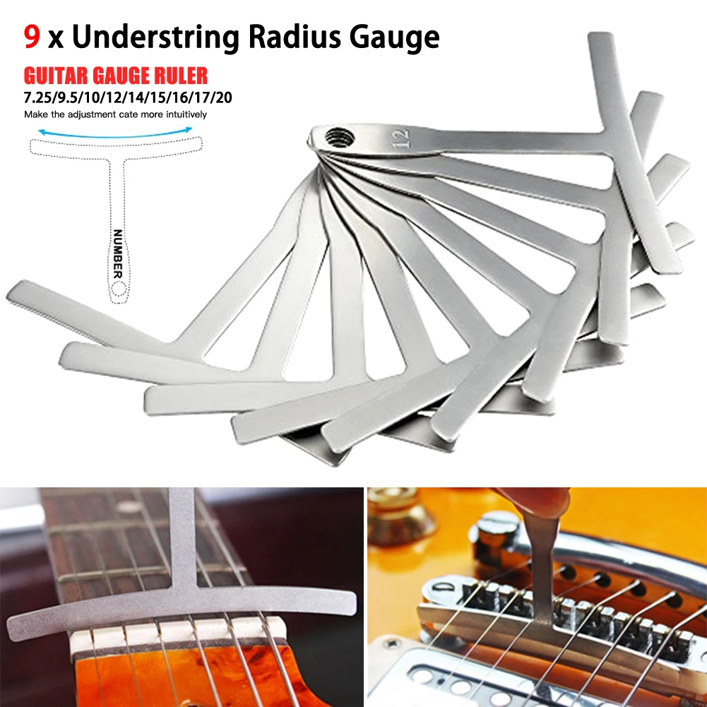 9pcs Understring Radius Accessories Bass String Guitar Gauge Repair Measure T Shape Luthier Builder Stainless Steel Instruments
9pcs Understring Radius Accessories Bass String Guitar Gauge Repair Measure T Shape Luthier Builder Stainless Steel Instruments