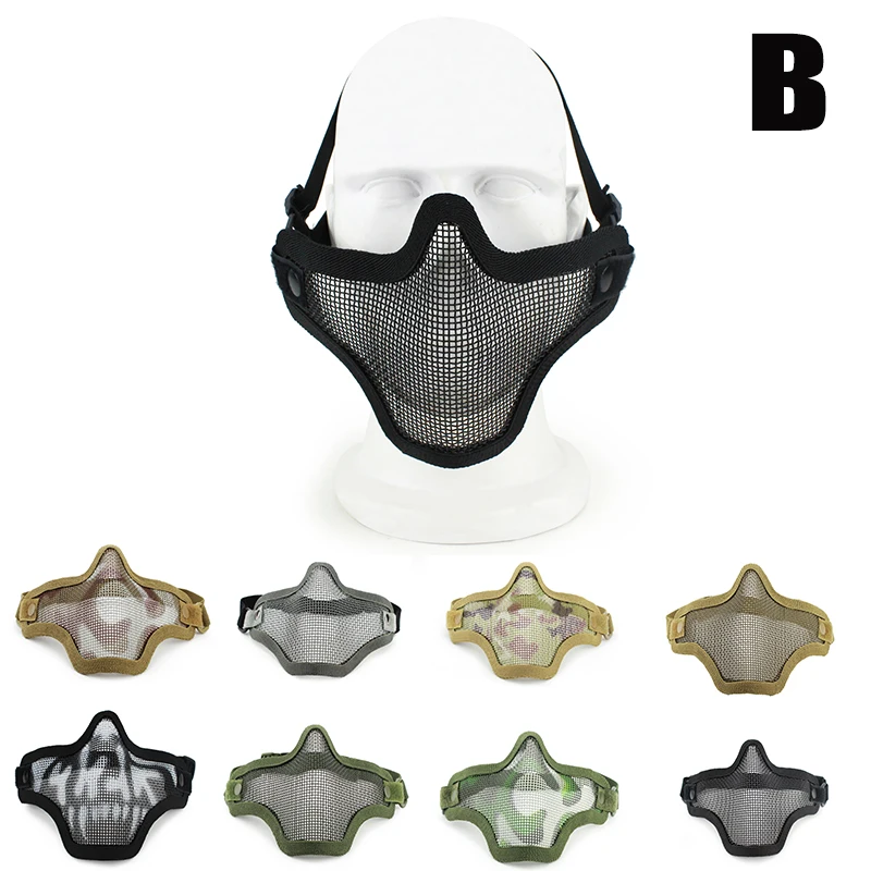 

Half Lower Face Coverage Helmets Metal Steel Net Mesh Tactical Protective Airsoft Mask for War Game Paintball Hunting