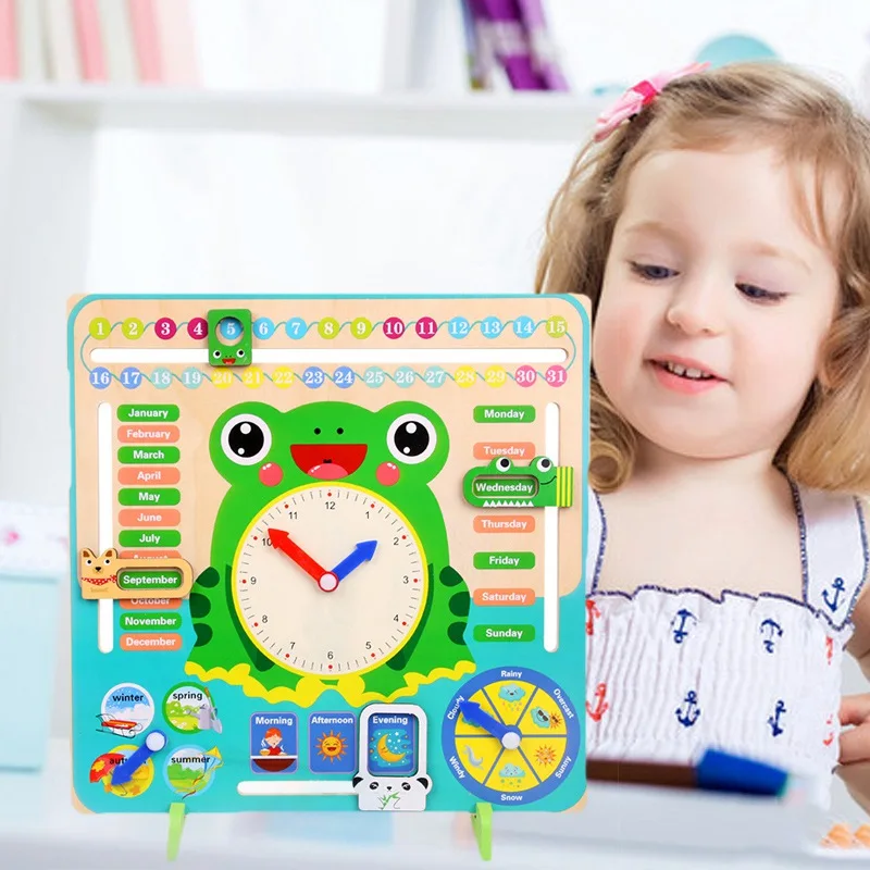 Children Multi-Function Alarm Clock Wooden Frog Puzzle Calendar Cognitive Children Montessori Early Education Toy Puzzle
Children Multi-Function Alarm Clock Wooden Frog Puzzle Calendar Cognitive Children Montessori Early Education Toy Puzzle