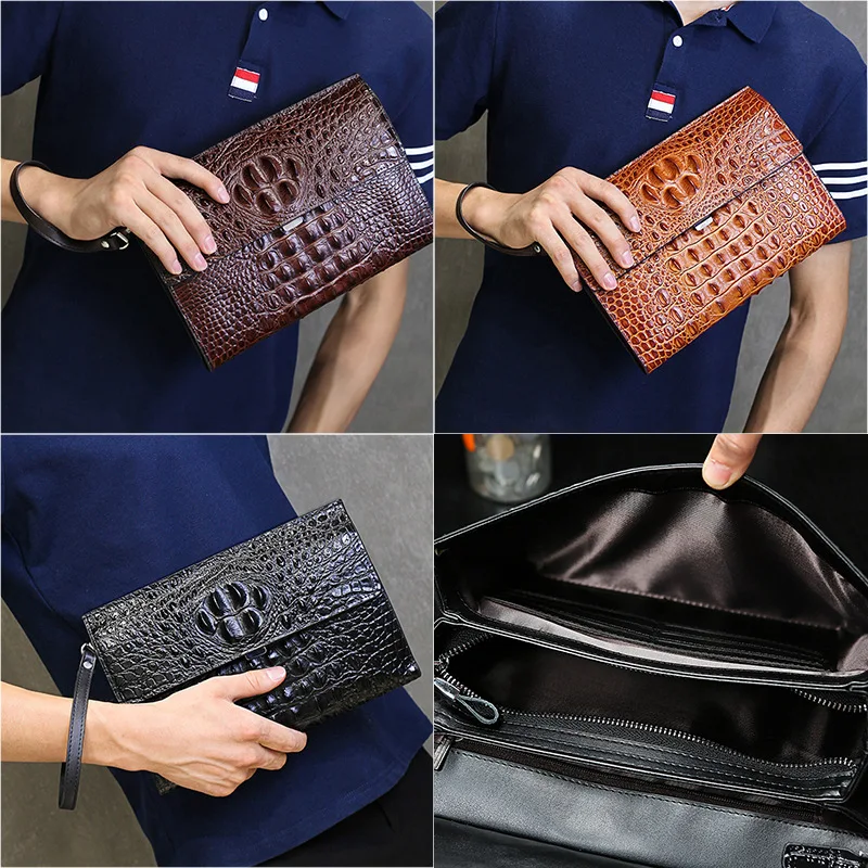 Leather alligator-print clutch bag men's head layer leather handbag large new hand bag fashion casual zipper envelope bag purse
Leather alligator-print clutch bag men's head layer leather handbag large new hand bag fashion casual zipper envelope bag purse
