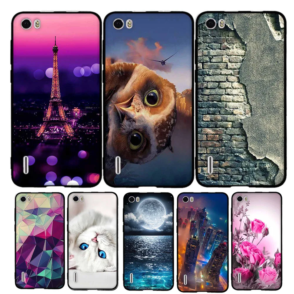 Чехол для Huawei Honor 6 чехол модный силиконовый из ТПУ бампер мягкий с рисунком