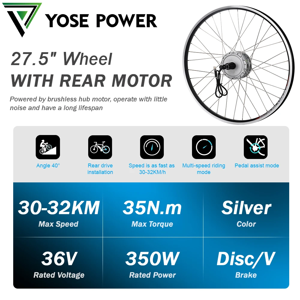 36V350W 27.5 inch Cassette Rear Motor Electric bike kit Conversion Kit 36V Rear Ebike Motor disc/V brake Ebike Umrüstsatz engine
36V350W 27.5 inch Cassette Rear Motor Electric bike kit Conversion Kit 36V Rear Ebike Motor disc/V brake Ebike Umrüstsatz engine