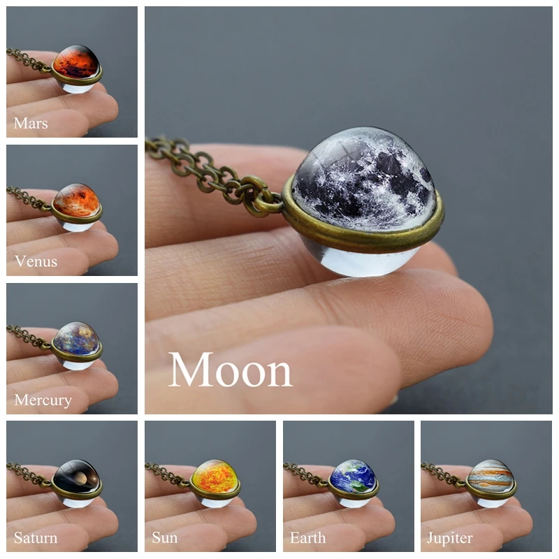 Solar System Planet Necklace Galaxy Nebula Space Necklace Moon Earth Double Side Glass Ball Pendant Jewelry for Men Women
Solar System Planet Necklace Galaxy Nebula Space Necklace Moon Earth Double Side Glass Ball Pendant Jewelry for Men Women
