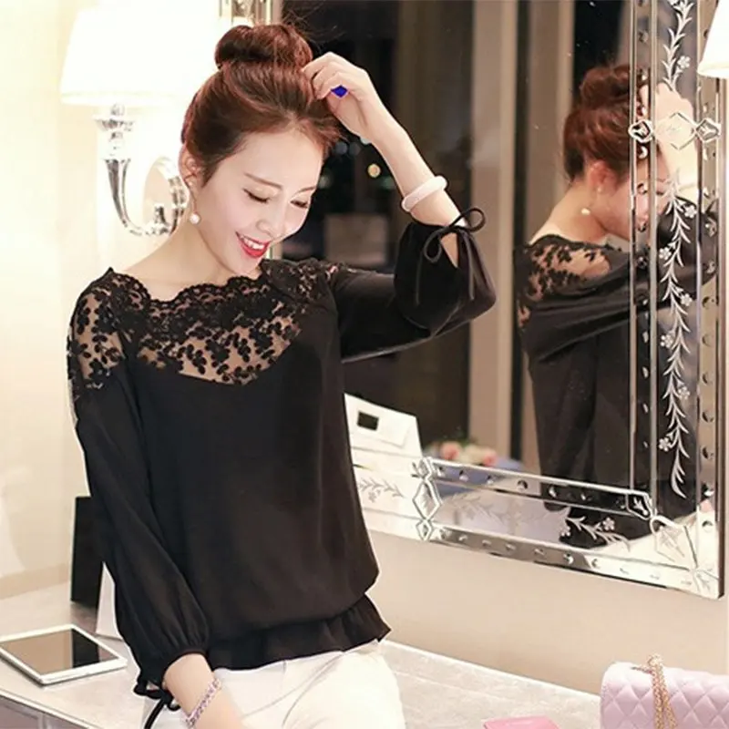 White Blouse Women Summer Loose Casual Chiffon Long Sleeve Lace Black White Shirts Tops Blouse
White Blouse Women Summer Loose Casual Chiffon Long Sleeve Lace Black White Shirts Tops Blouse