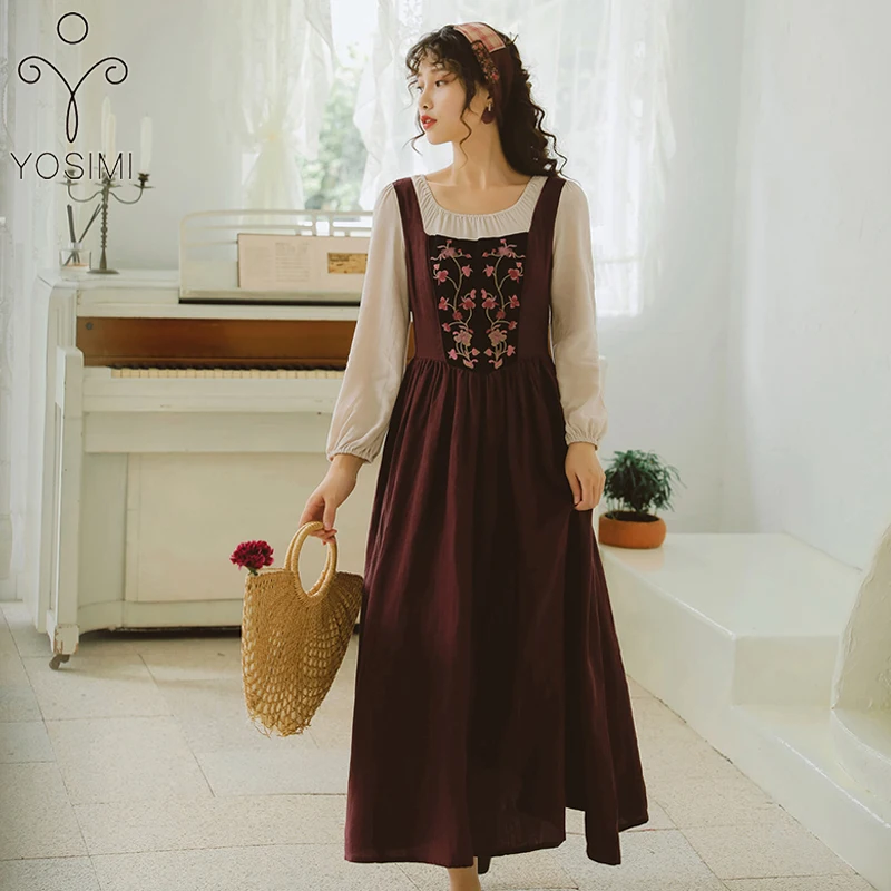 YOSIMI 2020 Spring Summer Maxi Floral Embroidery Cotton Women Dress O-neck Prairie Chic Full Sleeve Ankle-length Long Dresses
YOSIMI 2020 Spring Summer Maxi Floral Embroidery Cotton Women Dress O-neck Prairie Chic Full Sleeve Ankle-length Long Dresses